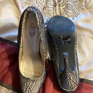 Gold/black high heels